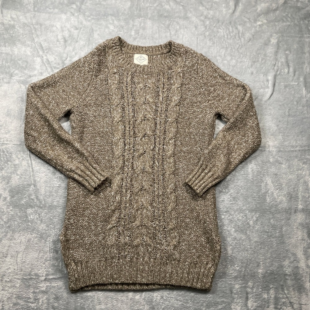 St Johns Bay Women Cable Knit Sweater‎ Taupe Cream Marled Size Small